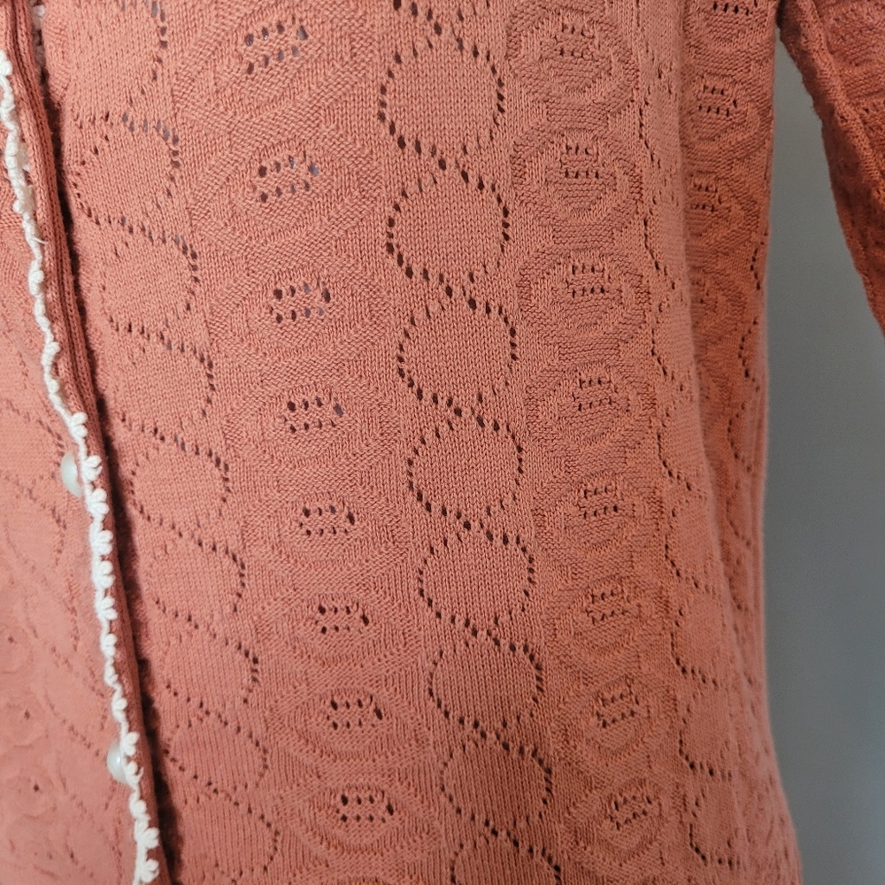 Peach Frill Cardigan, VGUC, Approximate Size M - Picture 3 of 8